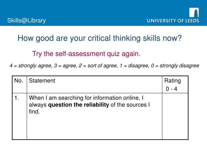 effective critical thinking skills In 2005, critical thinking skills: developing effective analysis and argument was published the book aimed to help readers develop an understanding of what is meant by critical thinking, and to develop their own reasoning skills. effective critical thinking skills In 2005, critical thinking skills: developing effective analysis and argument was published the book aimed to help readers develop an understanding of what is meant by critical thinking, and to develop their own reasoning skills.