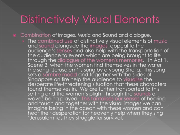speech of distinctively visual Body language and gaze: facial expressions, gestures, stance or position - can convey the attitude, feelings or personality of the individual shown. speech of distinctively visual Body language and gaze: facial expressions, gestures, stance or position - can convey the attitude, feelings or personality of the individual shown.