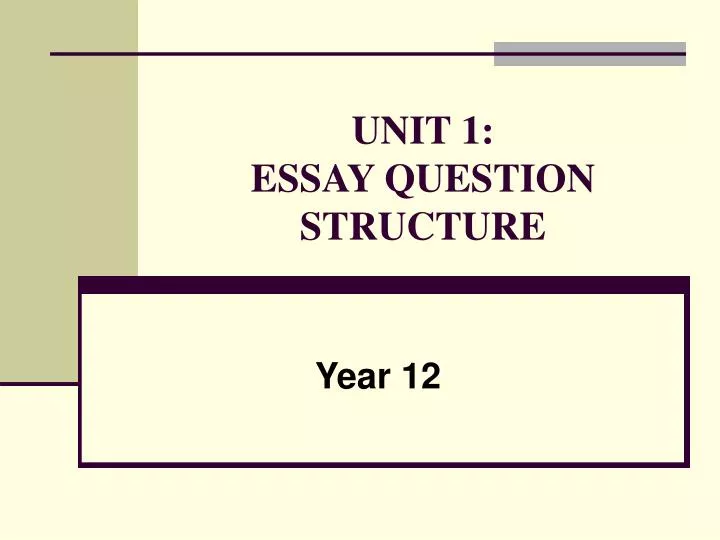 Structured Essay Questions