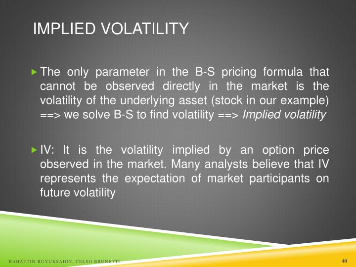 Stock options implied volatility