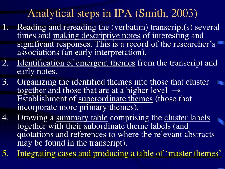 ipa qualitative research The interpretative phenomenological analysis (ipa): a guide to a good qualitative research approach abayomi alase school of education, northeastern university, boston, massachusetts, usa ipa, qualitative research method approach 1 introduction. ipa qualitative research The interpretative phenomenological analysis (ipa): a guide to a good qualitative research approach abayomi alase school of education, northeastern university, boston, massachusetts, usa ipa, qualitative research method approach 1 introduction.