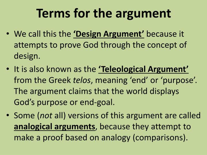 Teleological Argument for the Existence of God