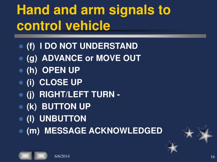 hand and arm signals hand and arm signals