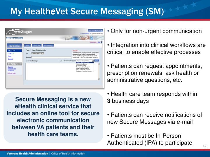 PPT - My Health E Vet Personal Health Record And Secure Messaging ...