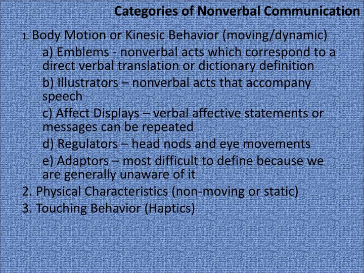 categories of nonverbal communication pdf