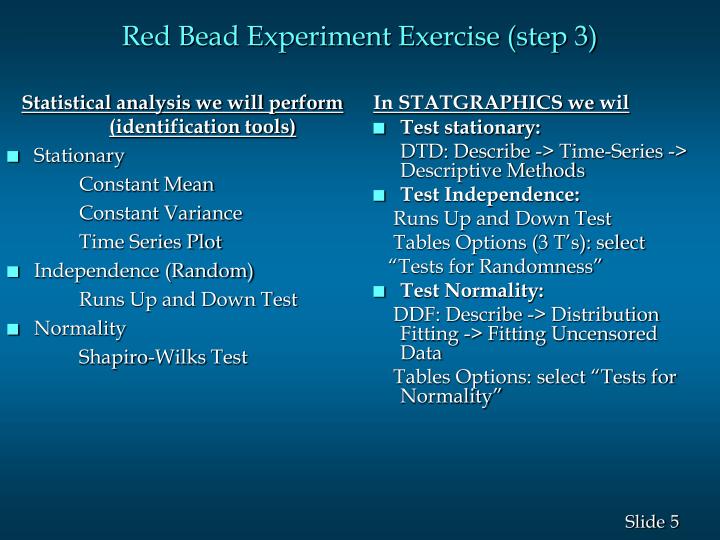 red bead experiment Red bead experiment - learning tool made famous by dr w edwards deming in his 4 day seminars the tool helps illustrate that managers can often tamper rather than. red bead experiment Red bead experiment - learning tool made famous by dr w edwards deming in his 4 day seminars the tool helps illustrate that managers can often tamper rather than.