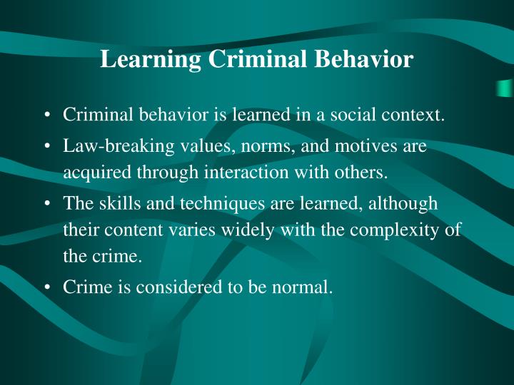 The Theories Of Crime And Criminal Behavior