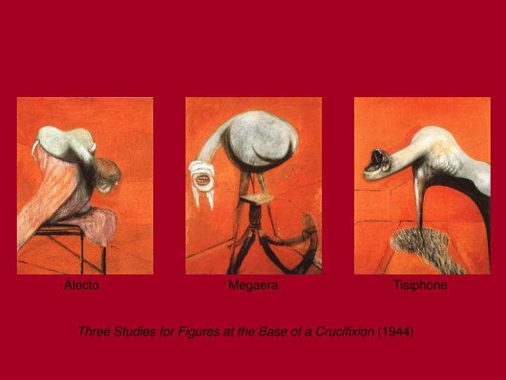 francis bacon's 1944 painting three studies for figures at the base of a crucifixion