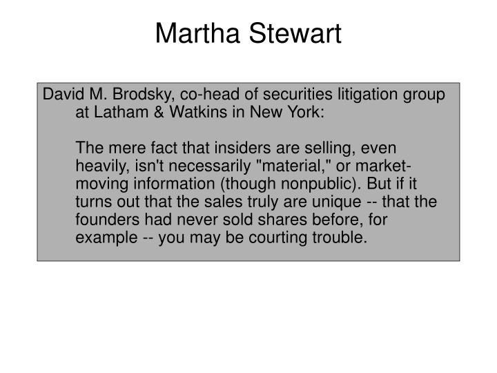 martha stewarts insider trading essay 2004 results martha stewart, founder and ceo of her own multimillion dollar originally it was said that ms stewart was indicted on charges of insider trading,. martha stewarts insider trading essay 2004 results martha stewart, founder and ceo of her own multimillion dollar originally it was said that ms stewart was indicted on charges of insider trading,.