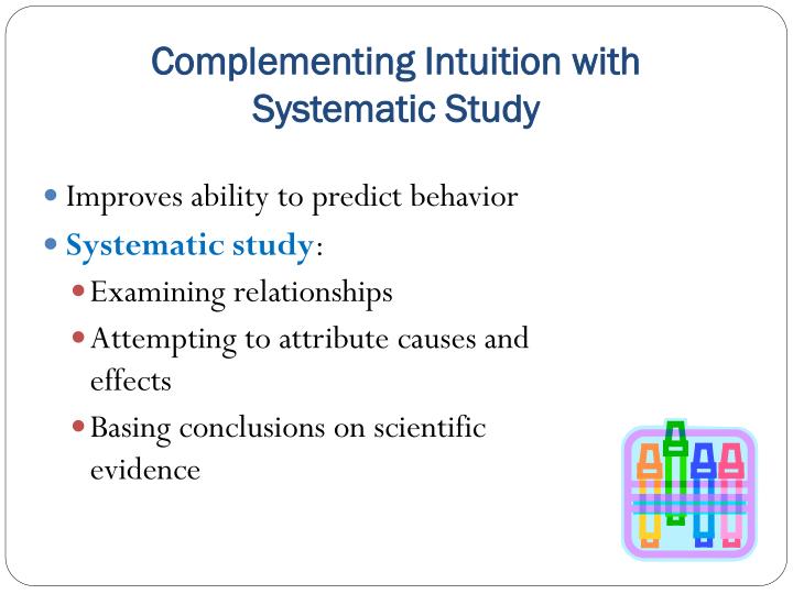 complementing intuition with systematic study Intuition is just a gut feeling systematic study is to base your gut feelings on scientific evidences hence, complementing gut feelings with systematic study will make your feeling more reliable based on scientific evidence. complementing intuition with systematic study Intuition is just a gut feeling systematic study is to base your gut feelings on scientific evidences hence, complementing gut feelings with systematic study will make your feeling more reliable based on scientific evidence.