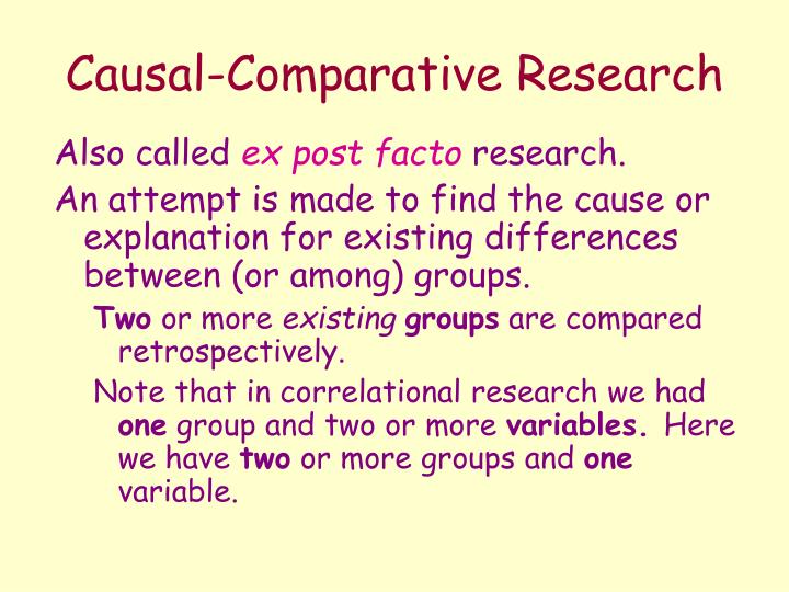 what is the difference between correlational and causal-comparative research