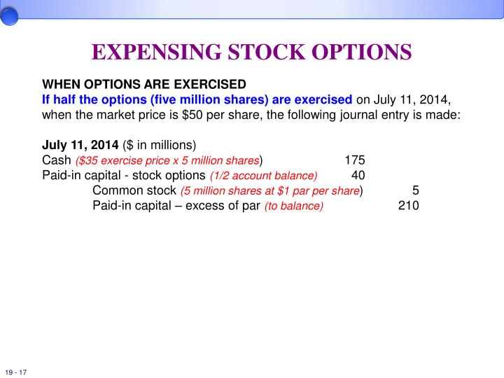 stock option exercise journal entries