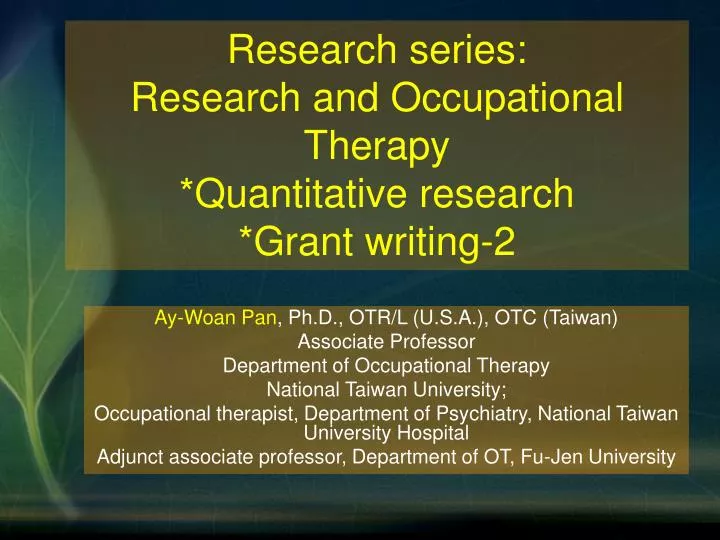 research proposal occupational therapy