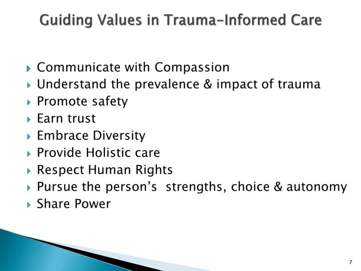 guiding principle of intervention trauma directed care