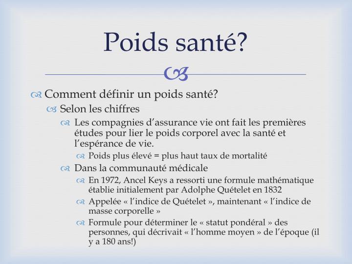 PPT - Coup d’œil sensé sur le poids santé PowerPoint PPT - Coup d’œil sensé sur le poids santé PowerPoint