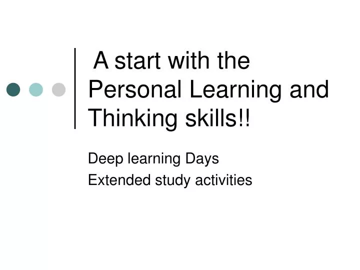 personal learning thinking skills personal learning thinking skills