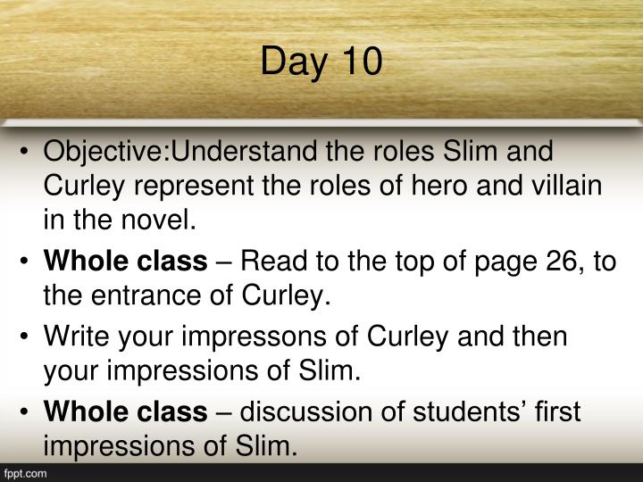 impressions of curleys wife What impression does curley's wife give the men in the bunk house--especially george and lennie she is sleazy--flirtatious and according to george, she is jail bait what is different about slim's position on the ranch--compared to the other men. impressions of curleys wife What impression does curley's wife give the men in the bunk house--especially george and lennie she is sleazy--flirtatious and according to george, she is jail bait what is different about slim's position on the ranch--compared to the other men.