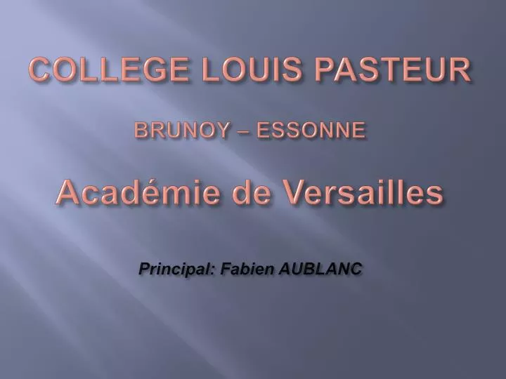 PPT  COLLEGE LOUIS PASTEUR BRUNOY – ESSONNE Académie de Versailles