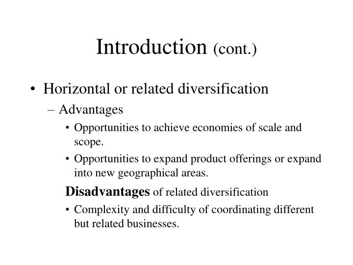 Advantages and disadvantages of diversification strategy ppt