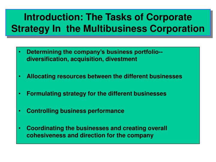 Corporate strategy diversification and the multibusiness company quizlet