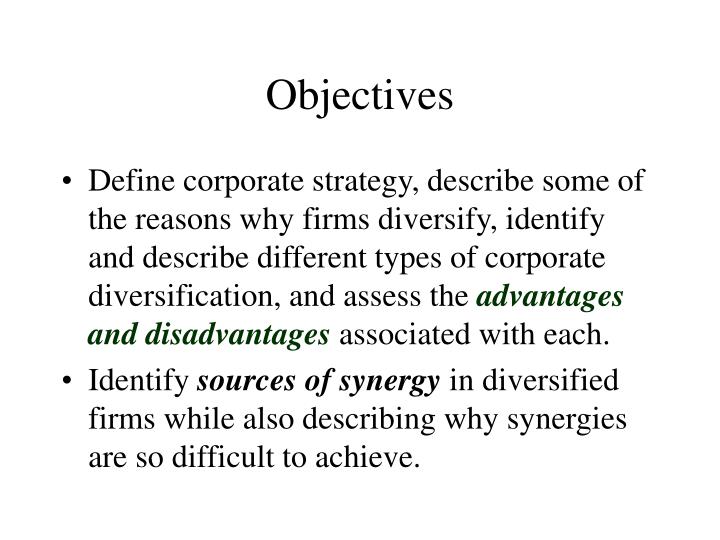 advantages and disadvantages of diversification strategy