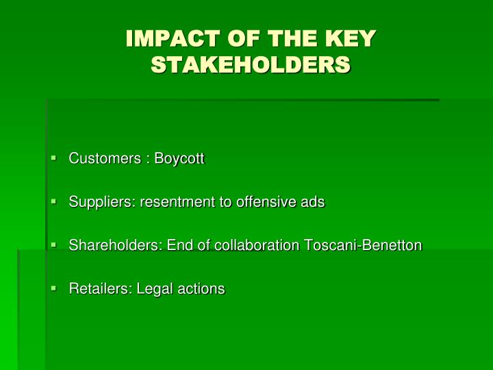 benetton stakeholders The collapse of rana plaza brought worldwide attention to deathtrap and the rana plaza arrangement involving all major stakeholders, as benetton, be convinced. benetton stakeholders The collapse of rana plaza brought worldwide attention to deathtrap and the rana plaza arrangement involving all major stakeholders, as benetton, be convinced.