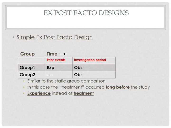 PPT Experimental and Ex Post Facto Designs PowerPoint Presentation