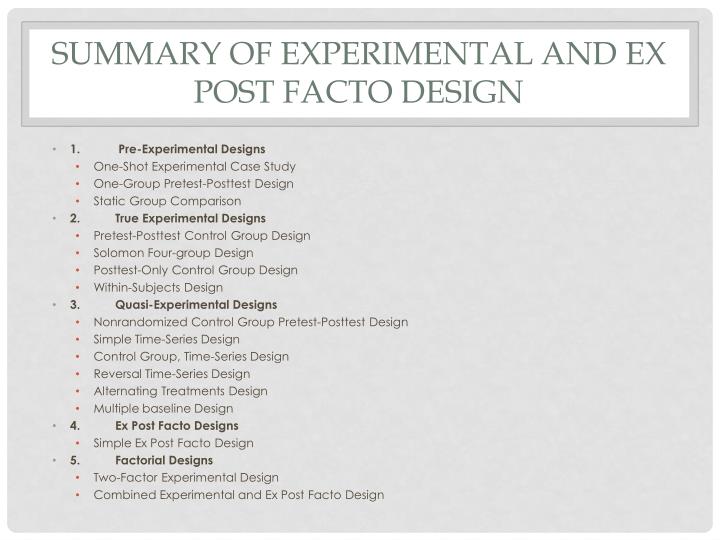 PPT - Experimental And Ex Post Facto Designs PowerPoint Presentation ...