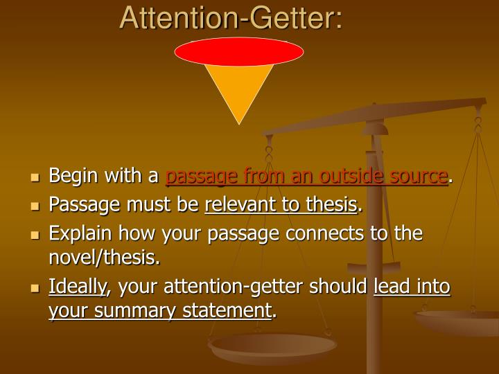 Attention getter for essays