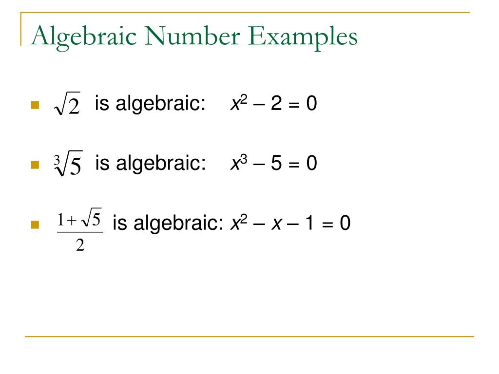 PPT Algebraic And Transcendental Numbers PowerPoint Presentation ID 150348