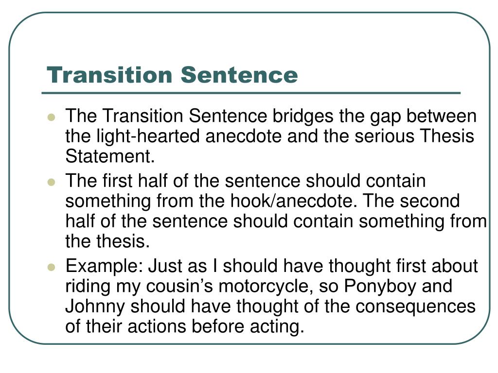 Transition sentences for essays