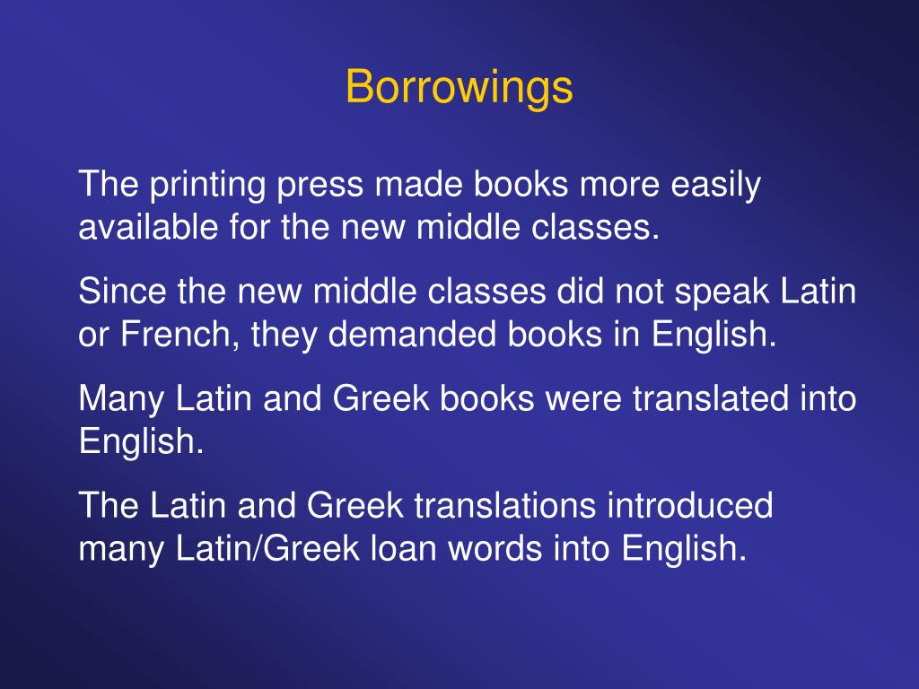 french borrowings in modern english Why are there so many english loanwords in the modern russian language attempts to keep french free of english borrowings, usually by replacing them. french borrowings in modern english Why are there so many english loanwords in the modern russian language attempts to keep french free of english borrowings, usually by replacing them.