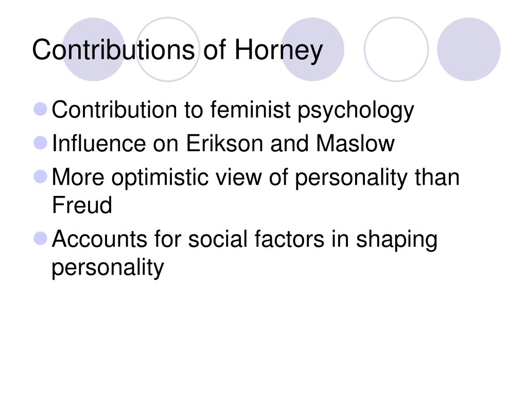 major contributions of karen horney essay Karen horney was a pioneering theorist in personality, psychoanalysis, and feminine psychology biography horney was born near hamburg, germany on september 16, 1885, the second child of clotilde and berndt wackels danielson. major contributions of karen horney essay Karen horney was a pioneering theorist in personality, psychoanalysis, and feminine psychology biography horney was born near hamburg, germany on september 16, 1885, the second child of clotilde and berndt wackels danielson.