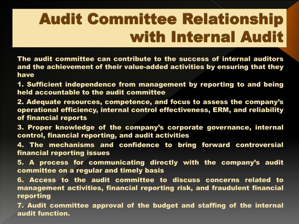 internal audit and the relationship with internal audit and the relationship with