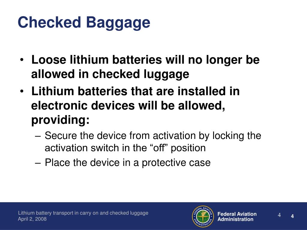 PPT - Transport of Lithium Batteries in Carry-on and Checked Luggage