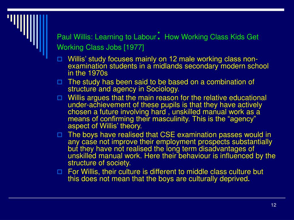 paul willis learning to labour Paul willis: learning to labour series: classic collection in this programme willis talks about how his interest in culture and counter culture led him into. paul willis learning to labour Paul willis: learning to labour series: classic collection in this programme willis talks about how his interest in culture and counter culture led him into.