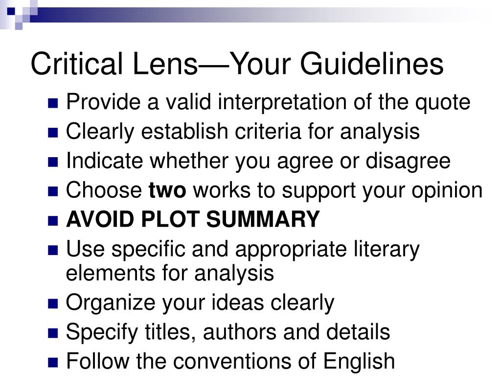 elements of a critical lens essay elements of a critical lens essay