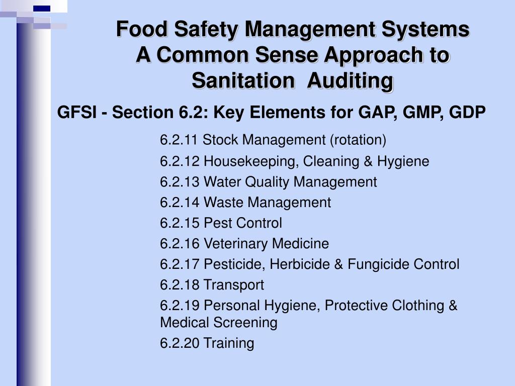 food safety management systems Food safety management system certification of an organization’s fsms is one of the means of providing assurance that the certified organization has implemented a system for the food safety management of its processes, activities, products and services in line with the organization’s food safety policy and the requirements of iso 22000. food safety management systems Food safety management system certification of an organization’s fsms is one of the means of providing assurance that the certified organization has implemented a system for the food safety management of its processes, activities, products and services in line with the organization’s food safety policy and the requirements of iso 22000.