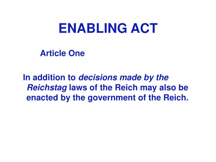 PPT THE ENABLING ACT PowerPoint Presentation ID243941
