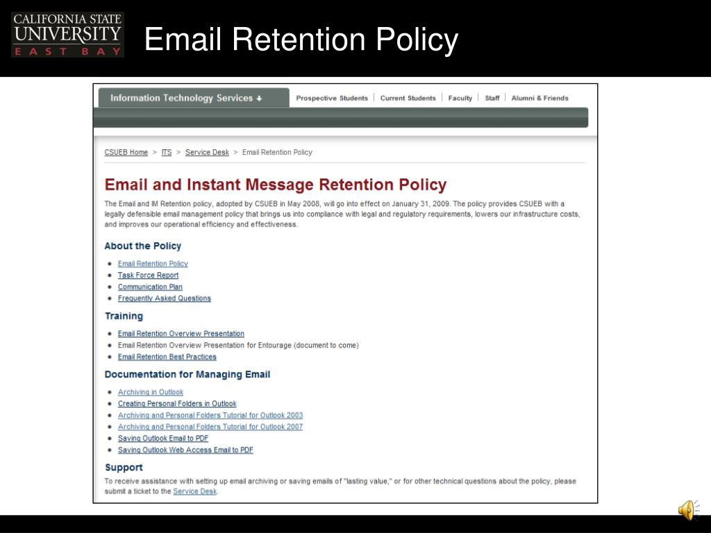 PPT Email Retention Policy Presentation Handouts PowerPoint