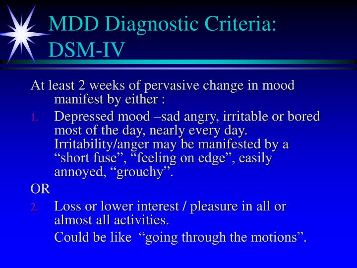 mdd criteria