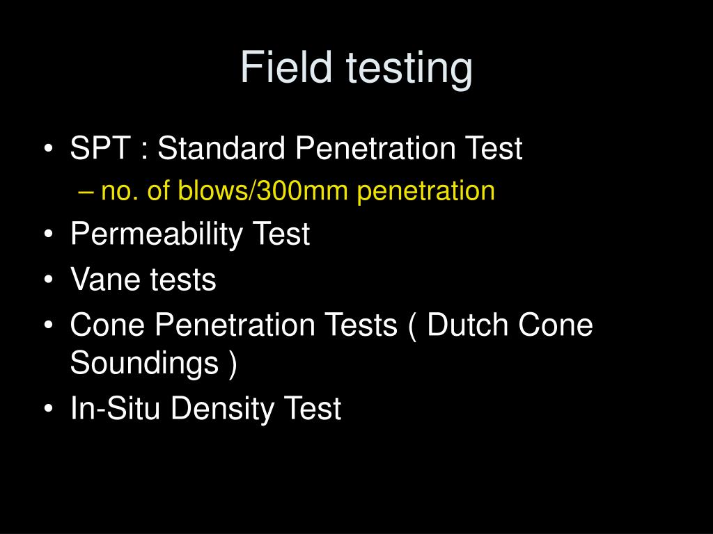 Dry penetration test