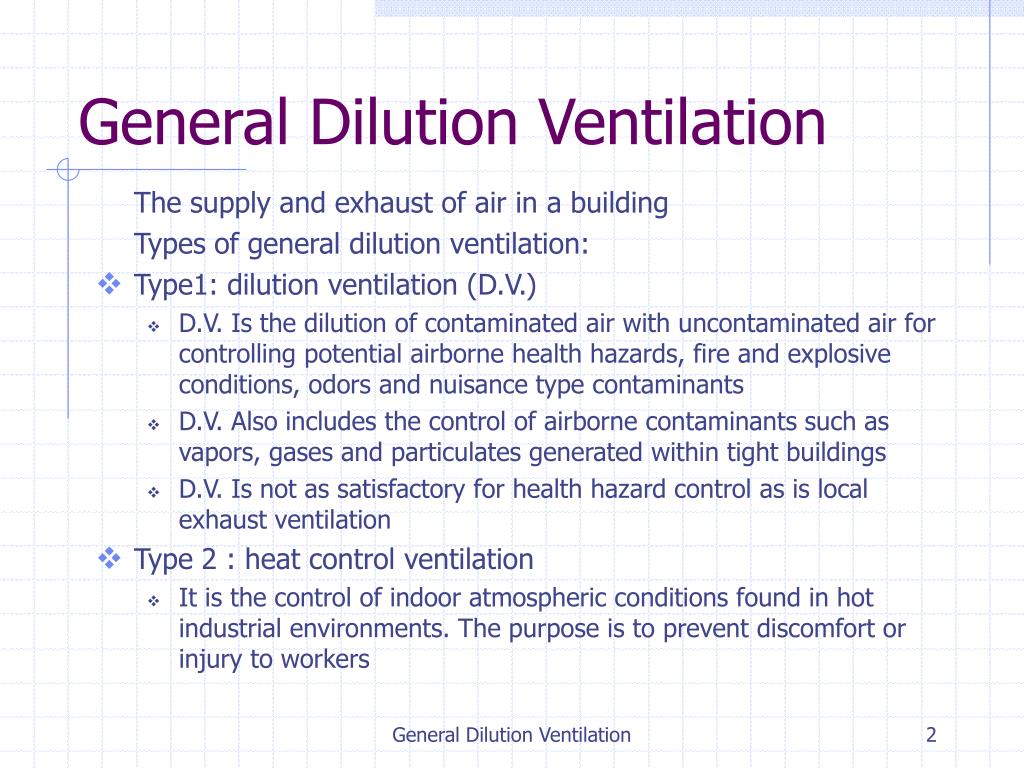 PPT General Dilution Ventilation PowerPoint Presentation ID259057