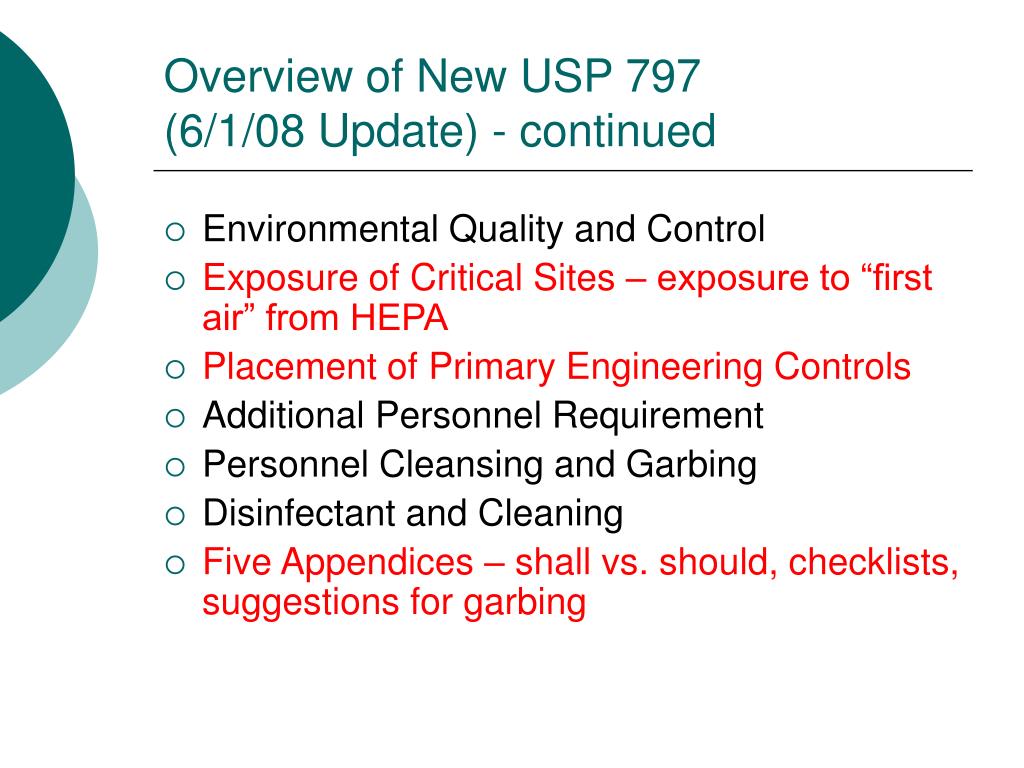 PPT Summary of USP 797 for Compounding Sterile Preparations