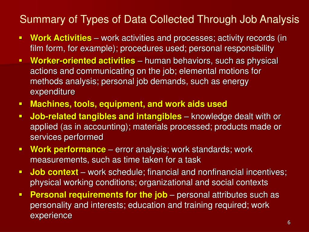 Data collection methods used in job analysis