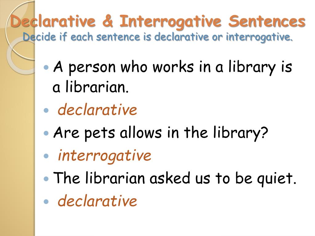 Changing Declarative And Interrogative Sentence Worksheets With Answers