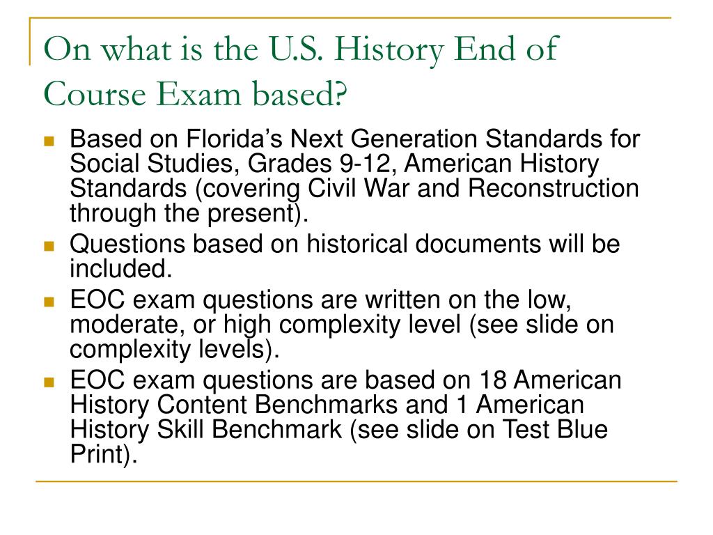 PPT End of Course Exam (EOC) for 11 th Grade United States History