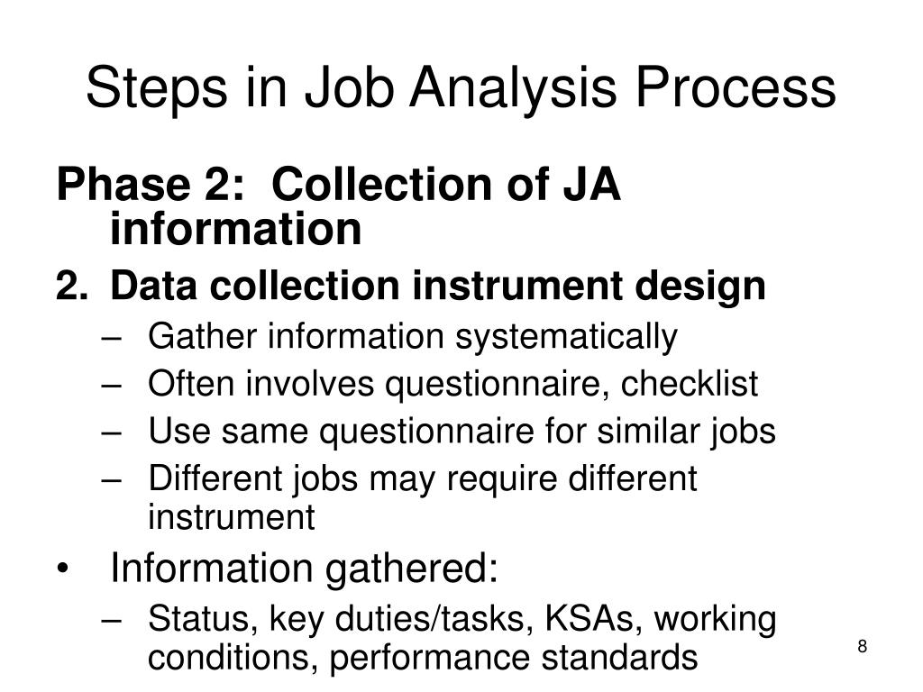 Briefly explain the process of job analysis