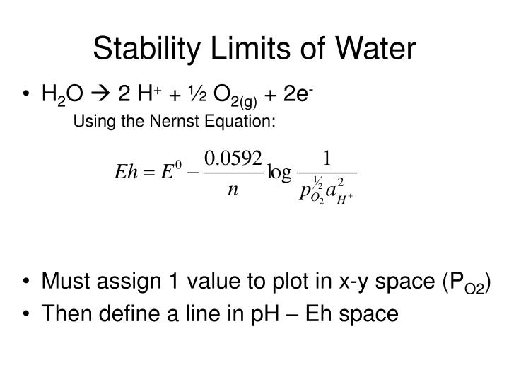 Ppt Nernst Equation Powerpoint Presentation Id 295837 Ility Limits Of Water