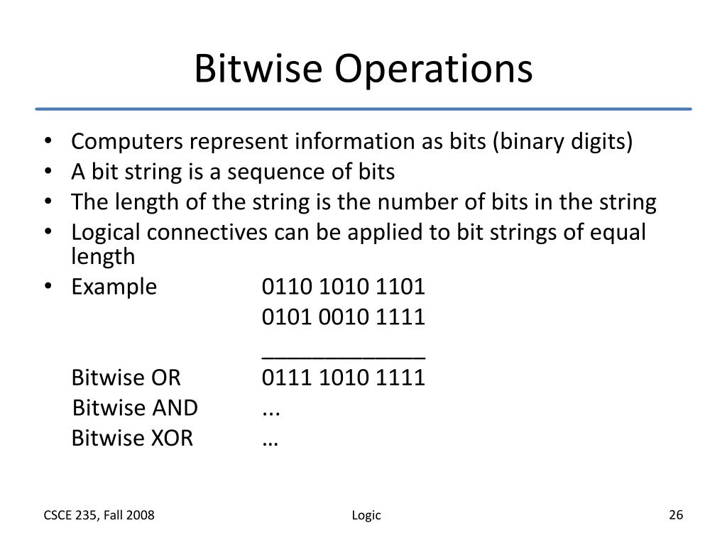 binary arithmetic and logical operations